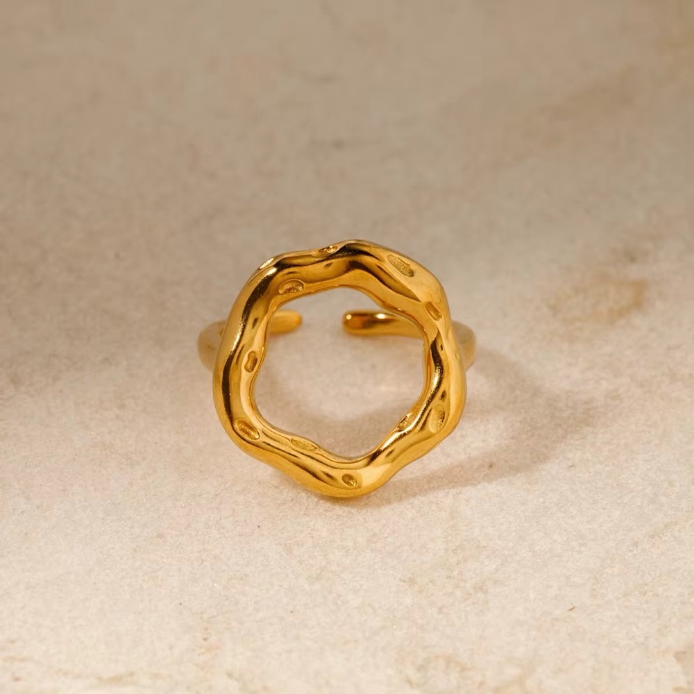 18K Gold Plated Irregular Circle Adjustable Ring - Picture 10 of 13